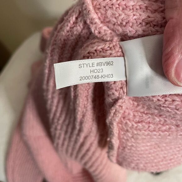 J Crew Factory Pullover Sweater Horizontal Cable Knit Cowl Neck Pink Small - Picture 6 of 6
